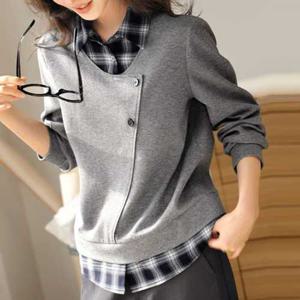 나바바 / NT2997 투인원 체크 캐주얼 카라 긴팔 티셔츠