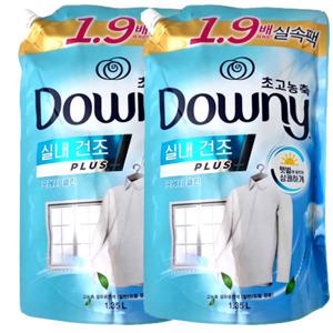 다우니 초고농축 섬유유연제 1.35L(드럼 일반 겸용) 실내건조 /프레쉬클린 리필x2개