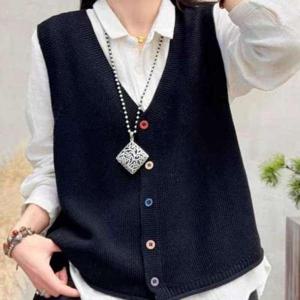 [애슬릿][애슬릿]여성 니트 조끼 베스트 봄 여름 브이넥 루즈핏 빅사이즈