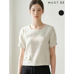 [머스트비]여성 트위드 버튼 포켓 블라우스