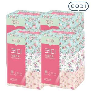 [코디]코디 뉴플라워 미용티슈 250매 3입 x 4팩 각티슈 (13046257)