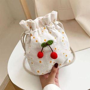 [에이치에스라이프]에코백 캔버스 토트 여성가방 쇼퍼 숄더 크로스 체리 플라워 조임끈 미니 가방