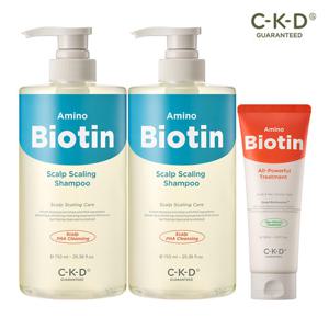 쿨링감UP+탈모완화 1+1♥ CKD 아미노비오틴 두피각질 샴푸 750ml 2개+트리트먼트 150ml