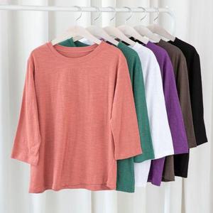 [디얼마미](2장세트) 슬라브 라운드 7부 티셔츠 /마담 미시 중년 여성 빅사이즈 40대 50대