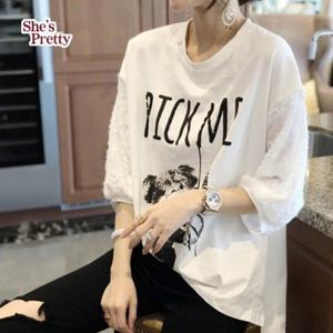 [쉬즈프리티] 쉬폰소매프린팅7부티셔츠