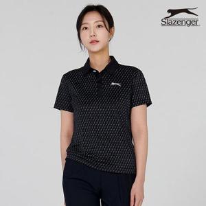 [슬레진저]여성 깃발프린트 반팔티셔츠 (블랙) S22WK7320-BK