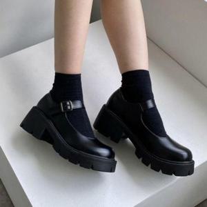 여성하이힐 여성통굽구두 플랫슈즈 에나멜 메리제인 캐주얼슈즈 여성미들힐 HW72D448