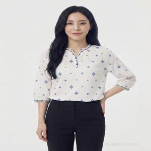 [샤트렌]넥 소매 패턴 프린트 티셔츠_HCCMBL210