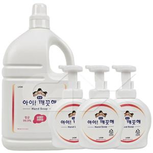 아이깨끗해 대용량 핸드워시 리필 손세정제 4L + 공용기490ml 3개