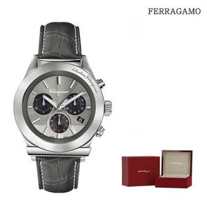 페라가모1898크로노그레이다이얼실버케이스남성가죽시계