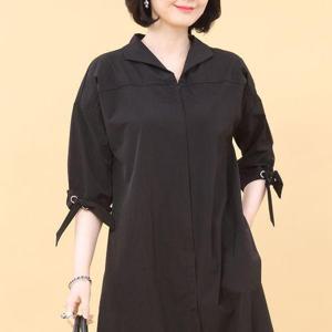 [애비뉴투지]엄마옷 윙카라 히든지퍼 칠부 소매 리본 여성 봄 여름 롱 원피스 K04312 50대 60대 중년여성