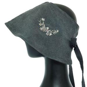 [플릭앤플록]YAX002.꽃장식 면 여성 썬캡 챙모자 중년 엄마 할머니 여름 외출 모자