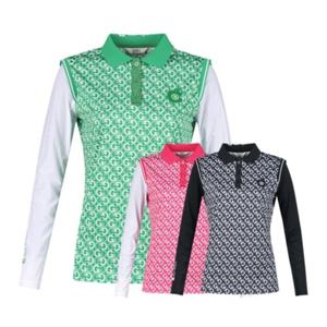 보스케 여성  여름 골프웨어 골프 카라티 배색 긴팔 티셔츠 L240790