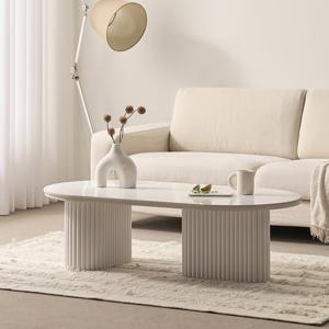 보루네오 마르체 몽스 세라믹 템바보드 타원형 좌식 낮은 거실 소파테이블 1200 BVD012