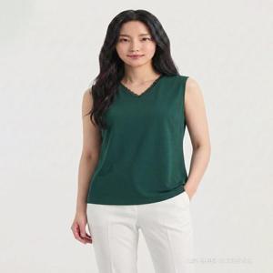 [크로커다일레이디]넥 레이스 V넥 민소매 티셔츠_CLCMTS102