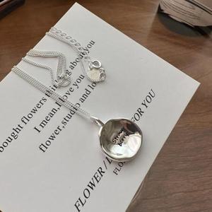 [디자이너몰]여성 실버 925 레터링 원형 라운드 롱 목걸이