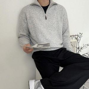 [피팅남]남자 르네 봄 가을 하이넥 반집업 니트