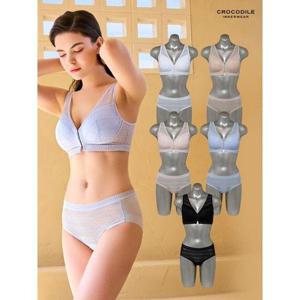 [크로커다일 이너웨어]프론트훅 에어리 컬렉션 브라+팬티 10종세트
