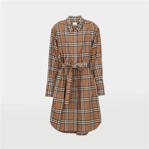 버버리 IVERY 체크 벨티드 여성 셔츠 원피스 80843091