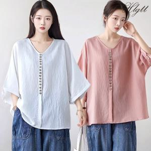 ★2종세트★[헬리꽁땡]쿨단추이지블라우스2종