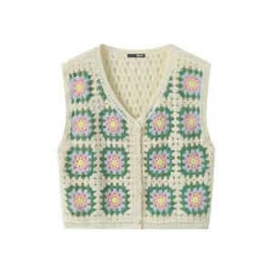 [BNX]빈티지 무드 플라워 크로셰 니트 베스트 (BY2VT002L0)