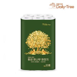 [30롤1팩] 쓸수록 부자되는 데일리트리 황금돈나무 3겹 화장지/휴지/두루마리 30롤 1팩