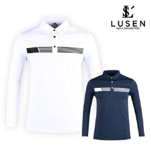 보스케 남자 골프웨어 골프상의 오선 배색 긴팔 카라티셔츠