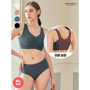 [크로커다일 이너웨어]소프트 자세 보정브라+팬티 4종세트 택1