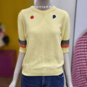 [베네통]베네통 소매 헤링본 반팔 니트 BKP52431YE_DJ