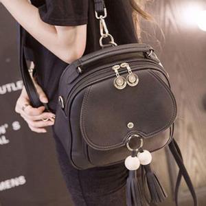 블랙 그레이 여성가방 생활방수 투테슬 가죽 백팩 WAC5406