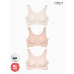 [크로커다일 이너웨어]라이크라 인견쉘론 U넥 심리스 브라 3종