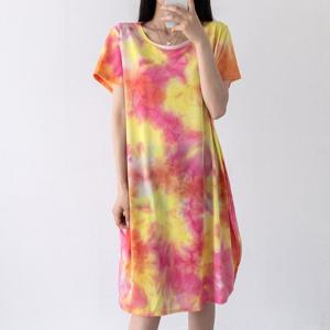 나염 페인팅 루즈핏 원피스 비비드컬러 루즈핏 홈웨어