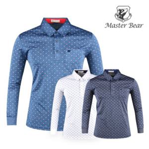 남성 봄 여름 골프웨어 골프 카라 패턴 긴팔 티셔츠