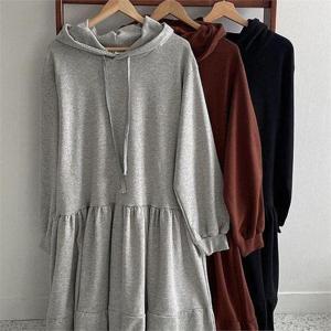 [시드마켓]기모 캉캉 셔링 후드원피스 211G306S 빅사이즈 여성