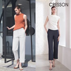 크레송 린넨 블렌디드 세미 배기팬츠 택1 C241B401A