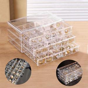 네일아트 작은소품 칸칸 정리 서랍형 3단 투명 보관함