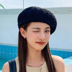 [QNT80ZV6_58]니트 베레모 여름 화가 빵모자 4컬러 1P