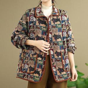 [퀸이즈] [~88까지]모리트 오버핏 간절기 자카트 빈티지 패턴 자켓