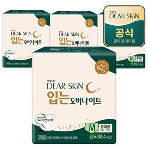 깨끗한나라 디어스킨 에어엠보 입는오버나이트 뉴 중대형 4개입x4팩_