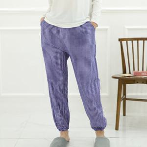슬레진저 여성 체크 선염 시보리 9부 파자마 잠옷 바지