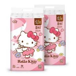 헬로키티 큐티 화장지 보들보들3겹 27m 30롤 2팩