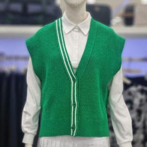 [팬텀]여성 라인 배색 브이넥  니트 베스트 GN_US