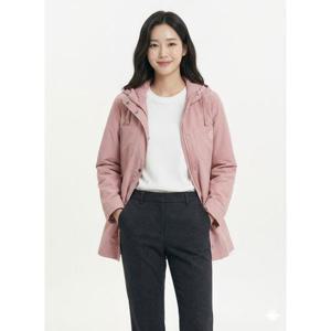 [크로커다일레이디]핑크 후드 일체형 코튼 숏점퍼 CLCMJP207