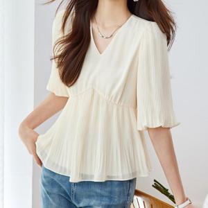 [블랙퀸]마감할인 아코디언 플리츠 주름 블라우스 blk003555