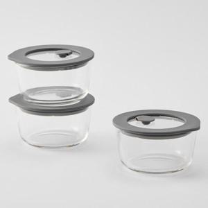 한샘 클리어 원형 유리 밥 보관용기 9P 236ml 냉동 전자레인지