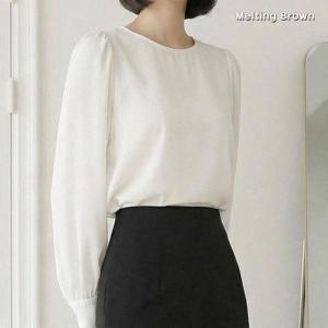 [멜팅브라운]여성 긴팔 셔링 블라우스 T09