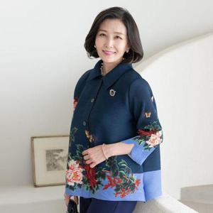 [쉬즈마담]J31254 디지털플라워 플리츠 카라자켓/중년여성의류