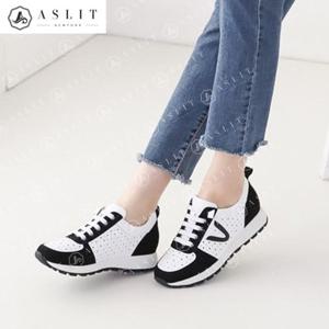 [애슬릿] 천연 소 가죽 별 펀칭 캐주얼 여성 운동화