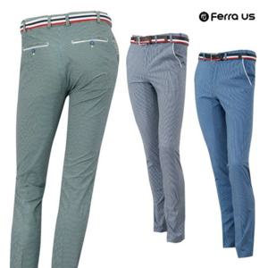 보스케 남성 봄 여름 골프 웨어 스판 체크 히든 밴딩 바지