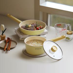 슈톨츠 머랭 쿡웨어 IH 냄비+프라이팬 2종세트 (18편수+24팬) 국내생산 통주물 냄비 후라이팬